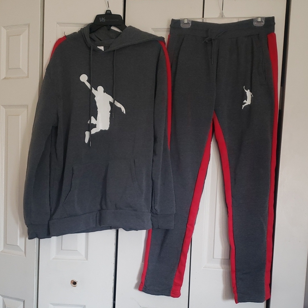 Men's Gray and Red Pajama Set